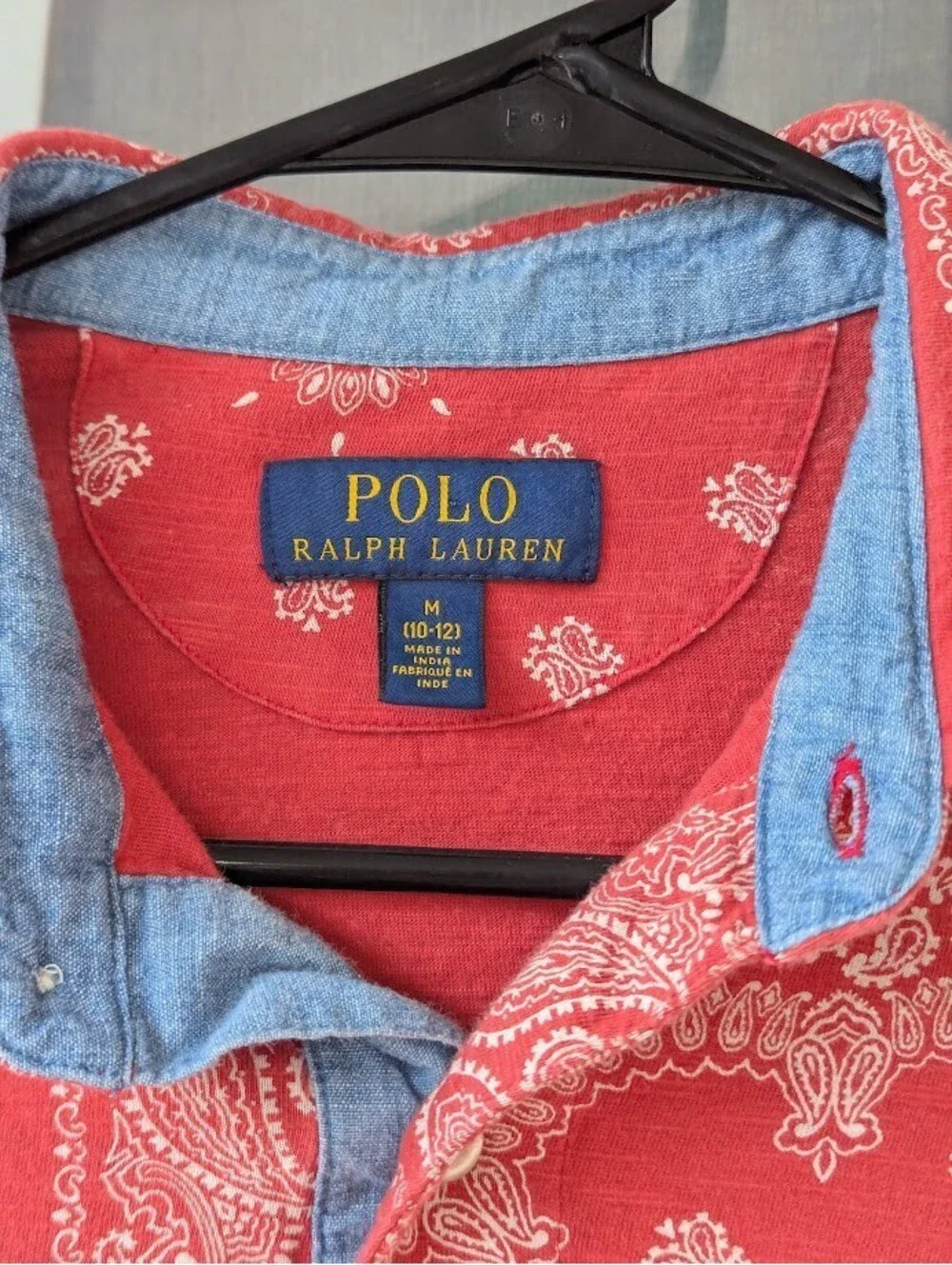 Polo Ralph Lauren Bandana Print Polo Shirt Youth M 10-12 Red Paisley Tee 16x22